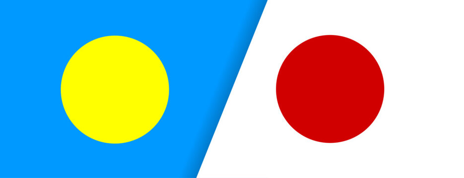 日本国旗とパラオ国旗の組み合わせデザイン Combined Japan and Palau Flags Background
