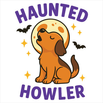 Haunted Howler Shirt Design, Spooky Halloween Dog Paw Tshirt, Cute Dog Halloween Clipart, Funny Pet Ghost Illustration