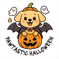 Fototapeta premium Pawtastic Halloween Shirt Design, Spooky Halloween Dog Paw Tshirt, Cute Dog Halloween Clipart, Funny Pet Ghost Illustration
