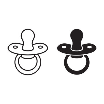 Black and white pacifier icons