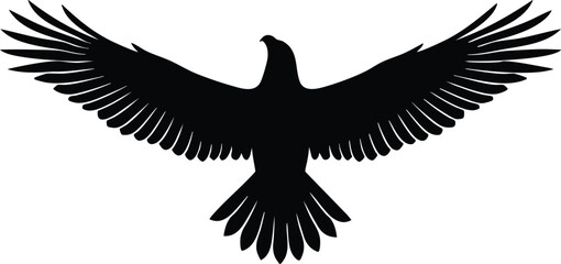 Obraz premium Majestic Eagle Silhouette Vector Logo Design – Flying Eagle Bird Black Icon Illustration