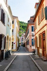 Fototapeta premium Charming European street with colorful historic buildings