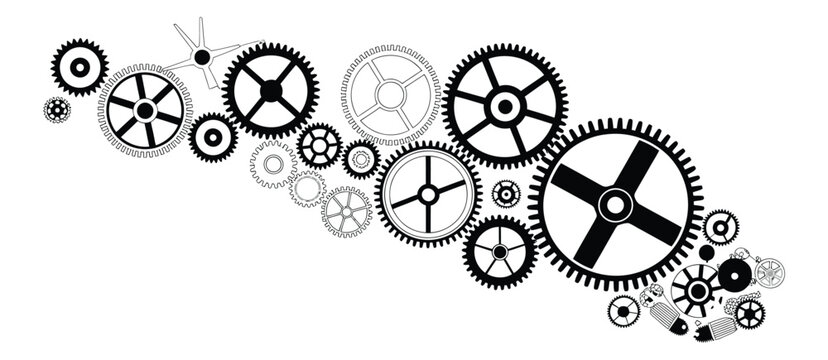 Black and white gear cog abstract mechanical pattern vector illustration