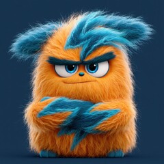 Obraz premium Fluffy Monster Mascot With Angry Eyes