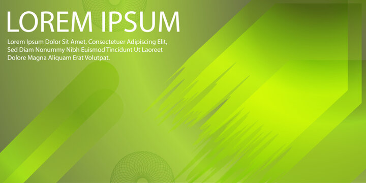 Vibrant green abstract background with geometric shapes and text