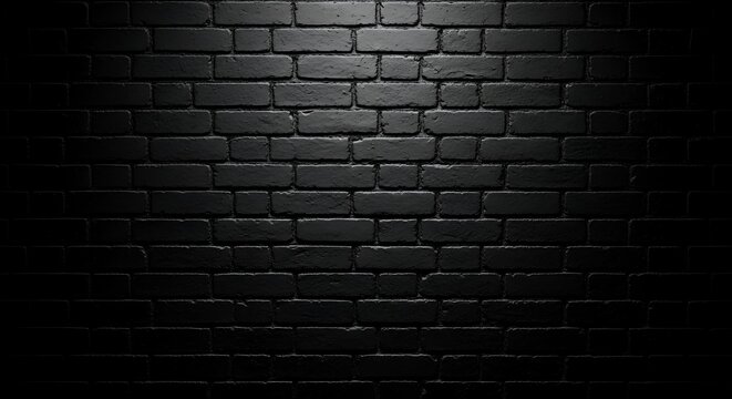 A dark brick wall illuminated softly by subtle light creates an atmosphere of mystery and depth suitable for various design projects and creative backgrounds