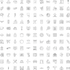 Fototapeta premium Large collection of thin line icons depicting miscellaneous objects, activities, and abstract ideas, suitable for web design, applications, and graphic design projects
