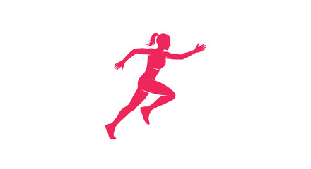 Obraz premium Pink Woman Running Silhouette Sport.