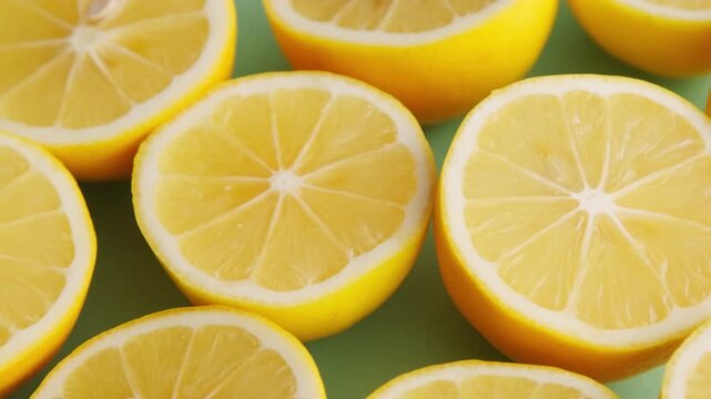 lemon and lime slices on green screen background, chroma key, vfx