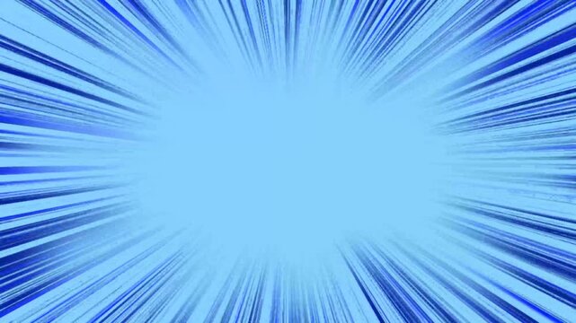 【アニメ】ガーン・ショック・落ち込みを表現する青紫色の漫画風集中線背景動画 4K