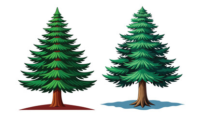two coniferous trees clipart vector illustration © Nayon
