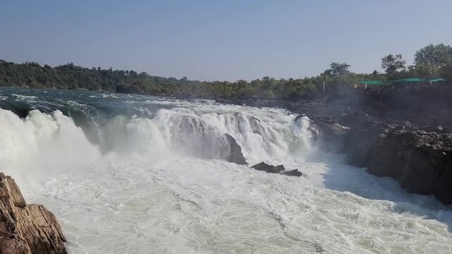 Rushing waters at dhuandhar falls 4K stock video