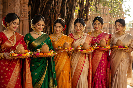 Blessed Vat Purnima and Vat Savitri Vrat Celebration with Puja Thali, Flowers, and Diyas