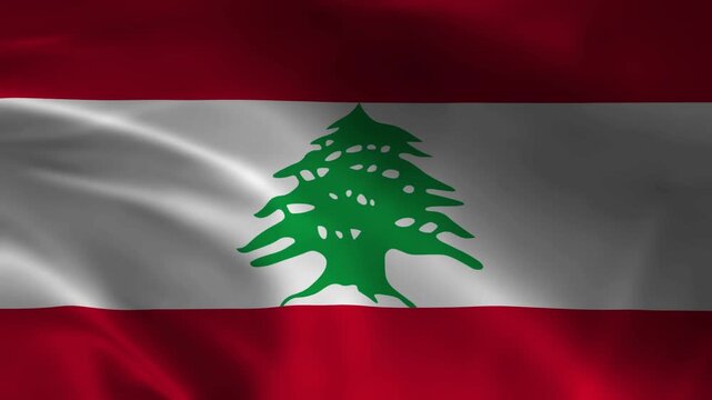 lebanon flag waving in wind realistic 4k loop background national symbol of lebanese republic with red and white stripes and green cedar tree for news documentary and patriotic concept video