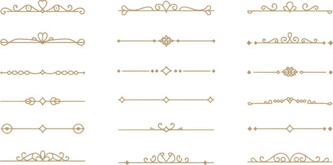 Vintage gold divider, lines, decorative borders and separators for luxury design, wedding invitations and elegant typography layouts © Neal Bailey