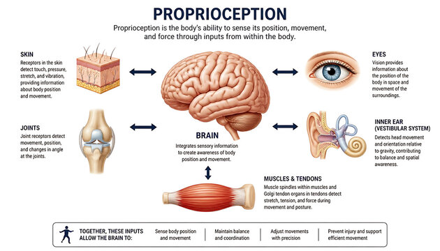 Proprioception sensory system biological infographic diagram