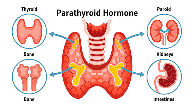 Parathyroid hormone regulation biological diagram for educational use