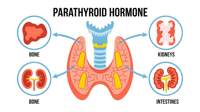 Parathyroid hormone biological action diagram for medical education
