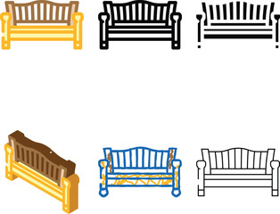 Obraz premium bench outdoor furniture color icon vector. styleset bench outdoor furniture sign. isolated symbol illustration