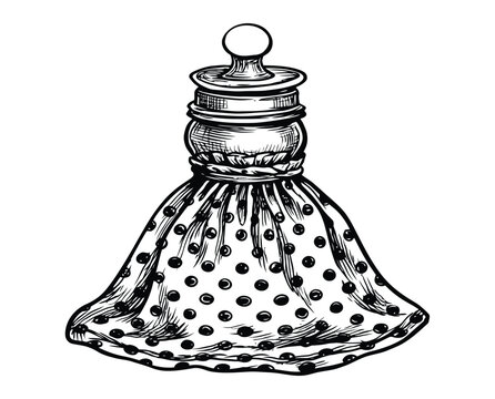 Lamp vintage illustration with polka dot shade and finial