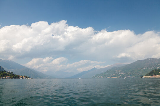 Lake Como panoramic view with mountains Italy