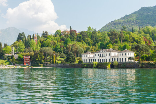 Varenna village with mountains on Lake Como Italy