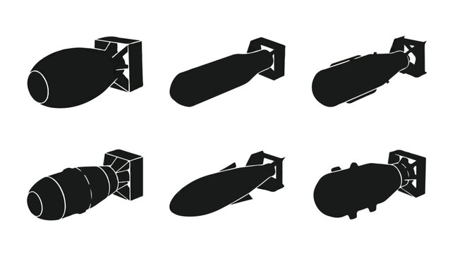 Collection of various missile and bomb silhouettes
