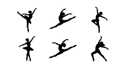 Ballet Dancer Silhouettes, Dynamic Poses, Elegant Performance Art, Classical Dance Figures © TAMIM