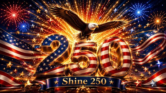 Celebrating 250 years of american independence 4th of july 250th anniversary fireworks and eagle