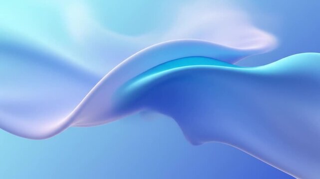 Abstract 3D fluid wave background with smooth light blue silk fabric shapes
