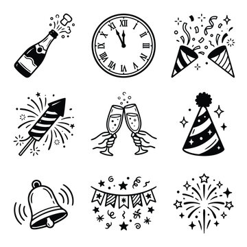 New Year Celebration Icons Set 1.