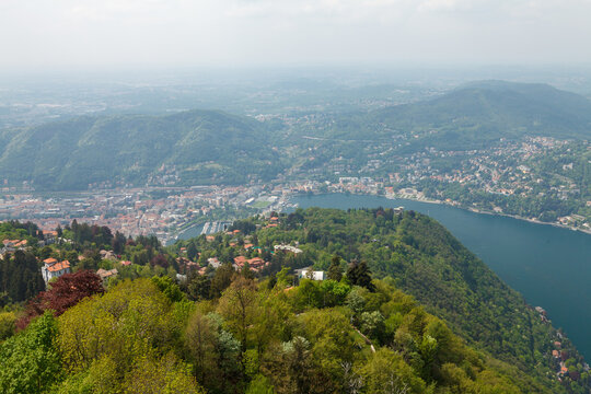 Varenna village with mountains on Lake Como Italy