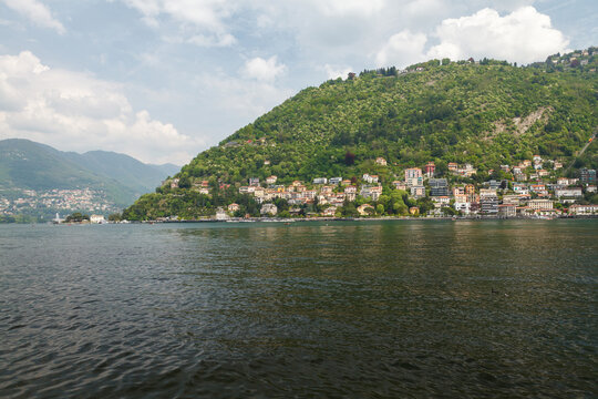 Lake Como panoramic view with mountains Italy