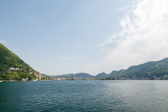 Lake Como panoramic view with mountains Italy