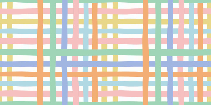 Pastel Plaid Pattern With Interwoven Horizontal And Vertical Stripes