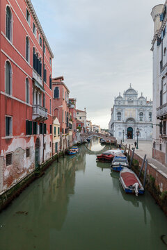 Romantic Venice canals streets and historic houses