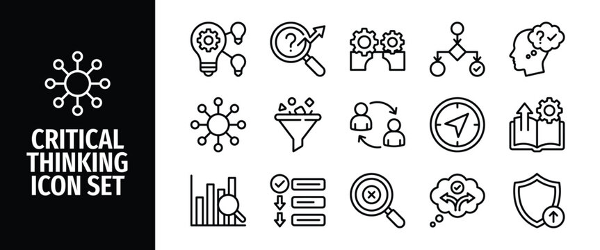 Critical thinking icon set outline icons collection vector illustration