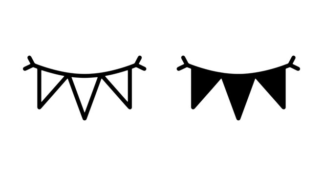 Bunting Flags Vector Icons, Festive Party Decorations, Celebration Symbols