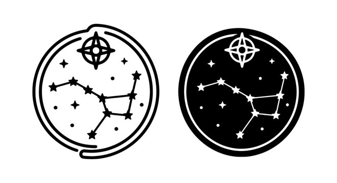 Constellation Icons: Ursa Major, Big Dipper, Stars, Space, Night Sky