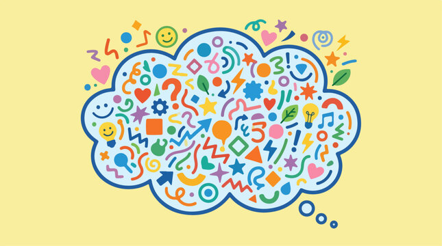 Colorful Thought Brain Symbols.
