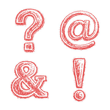 Red Crayon Punctuation Marks and Symbols Set