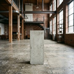 Fototapeta premium Minimalist Concrete Pedestal in Industrial Loft Space