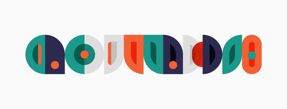 Abstract geometric shapes form colorful letterforms spelling google. Minimalist design uses overlapping circles, rectangles, lines. Bright hues dominate composition.