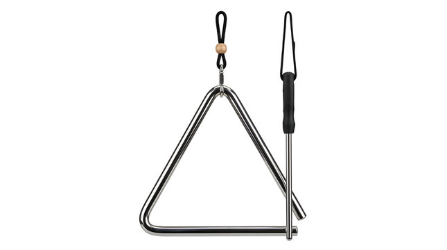 Triangle Percussion Instrument Isolated on White Background, Transparent PNG Music Accessory