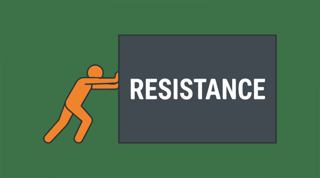 Man pushing resistance sign board.