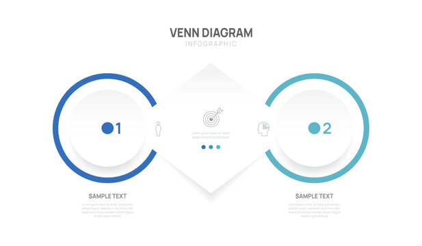Business Infographic Venn diagram Template with icons, label circle design for business and presentation Vector Illustration.