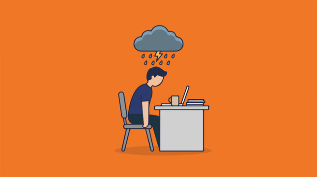 Man sitting at desk stressed.