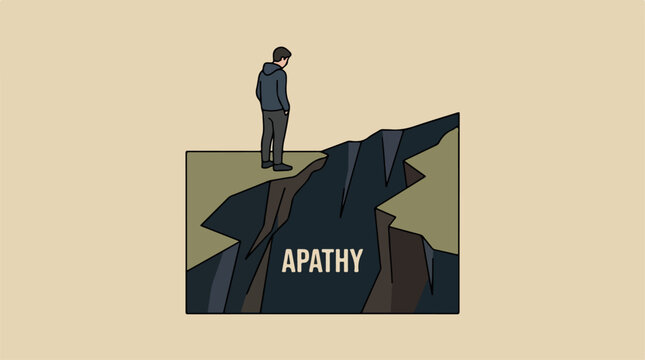 Man standing on cliff edge.