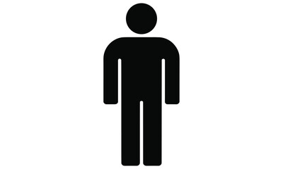 Simple black male silhouette icon representing a human figure standing upright in a minimalist style for public signage and navigation © Snaplix