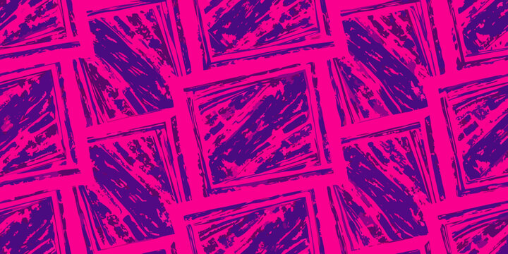 Diagonal square pattern with textured brushstrokes pink and purple